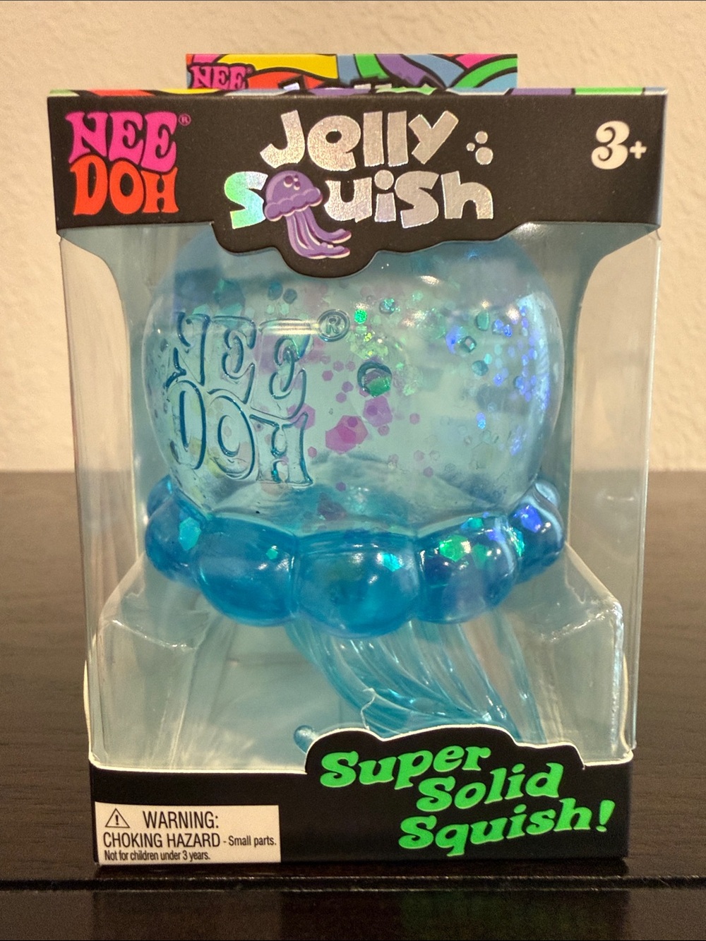 SUPER RARE NeeDoh Jelly Squish Super Solid Squish Jelly fish Toy - Blue